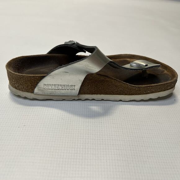 Birkenstock Gizeh Sandals Size EU 36 US L 5 Metallic Silver Gray Thong T Strap - Picture 5 of 13